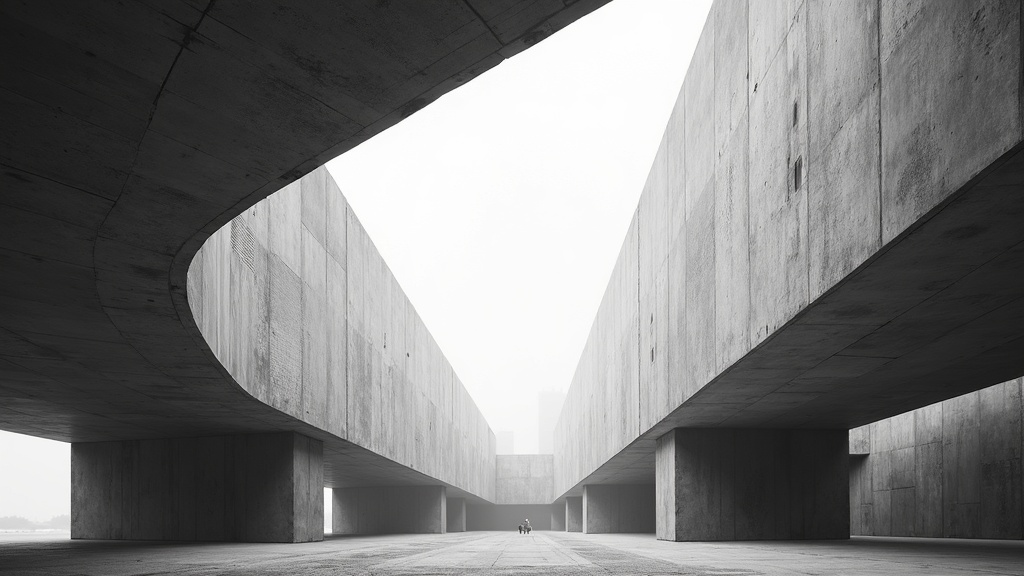 Stark black and white brutalist artwork